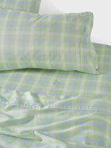 Sheet Set - Sunrise Check Clearwater Linen House - King Single Blue