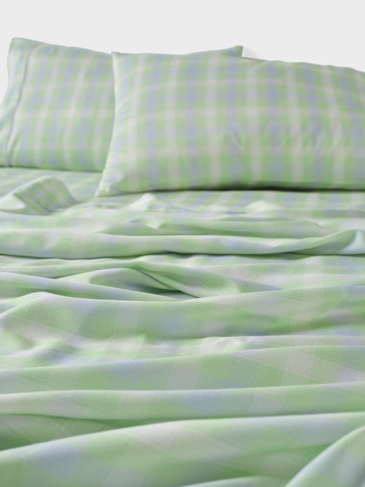 Sheet Set - Sunrise Check Clearwater Linen House - King Single Blue