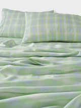 Sheet Set - Sunrise Check Clearwater Linen House - King Single Blue
