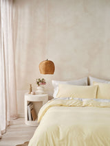 Quilt Cover Set - Surf Wash Butter 400 Thread Count - Super King Yellow