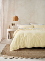 Quilt Cover Set - Surf Wash Butter 400 Thread Count - Super King Yellow