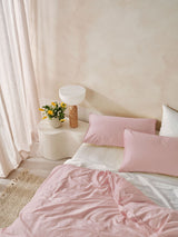 Quilt Cover Set - Surf Wash Dusty Rose 400 Thread Count - Queen Pink