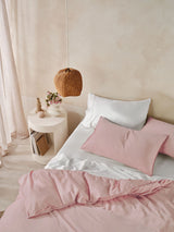 Quilt Cover Set - Surf Wash Dusty Rose 400 Thread Count - Queen Pink