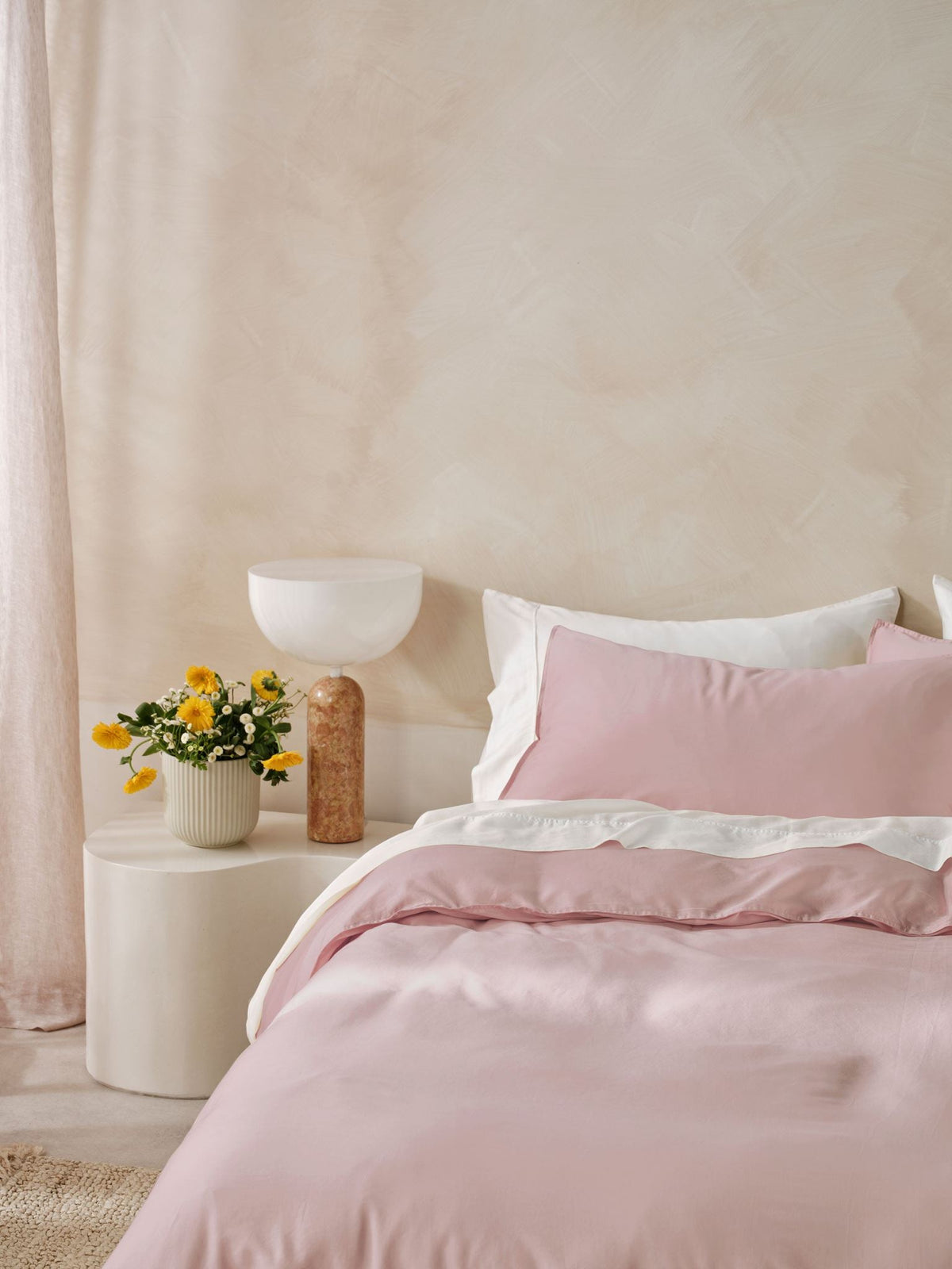 Quilt Cover Set - Surf Wash Dusty Rose 400 Thread Count - Super King Pink