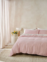 Quilt Cover Set - Surf Wash Dusty Rose 400 Thread Count - Queen Pink