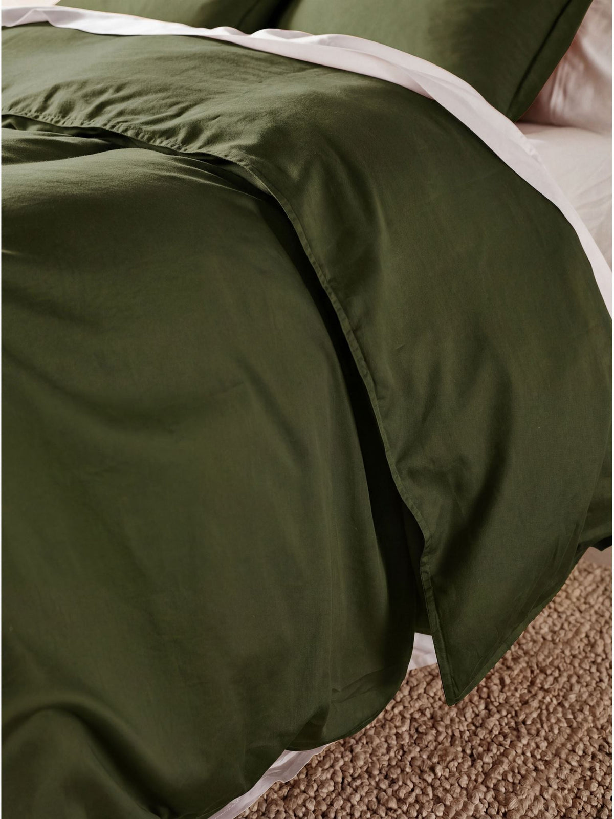 Quilt Cover Set - Surf Wash Fern 400 Thread Count Linen House - Queen Green