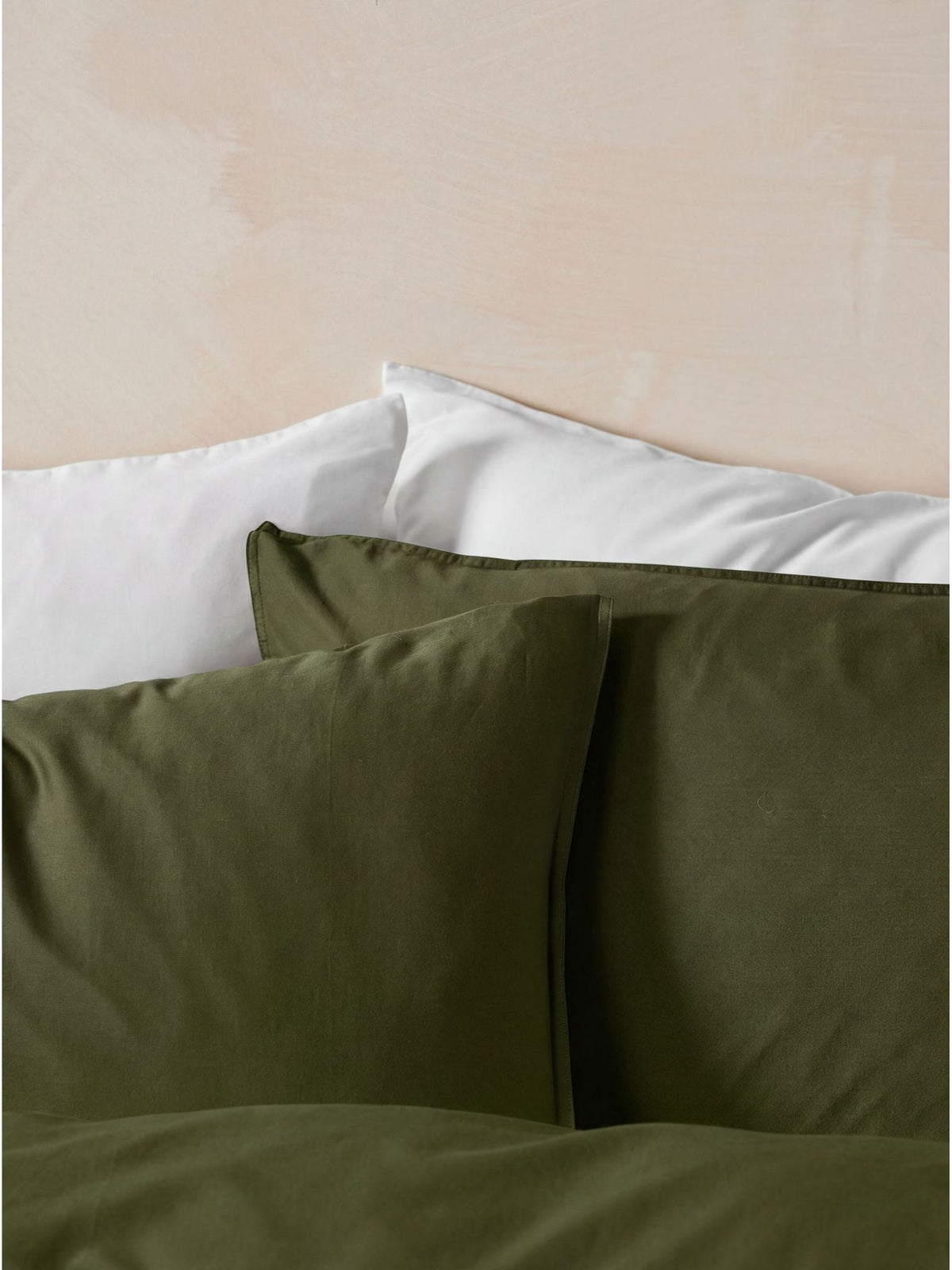 Quilt Cover Set - Surf Wash Fern 400 Thread Count Linen House - Queen Green