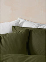 Quilt Cover Set - Surf Wash Fern 400 Thread Count Linen House - Queen Green
