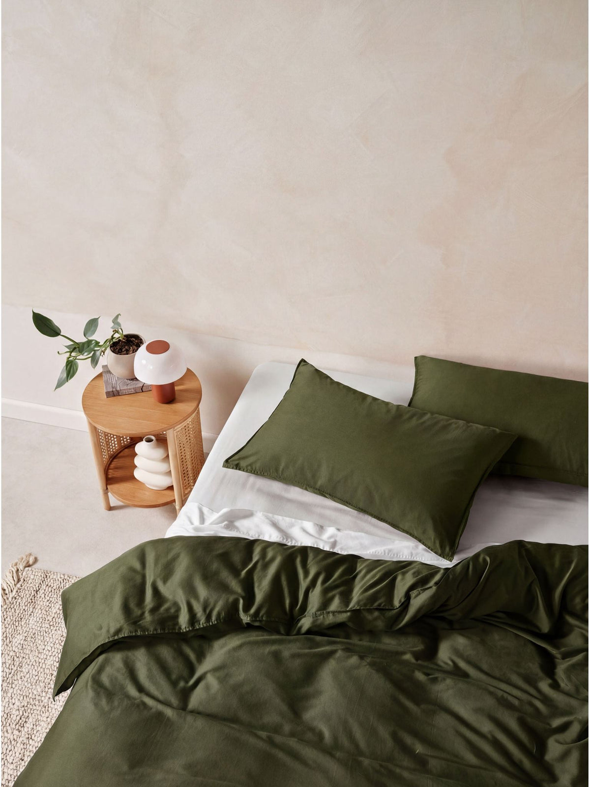 Quilt Cover Set - Surf Wash Fern 400 Thread Count Linen House - Queen Green