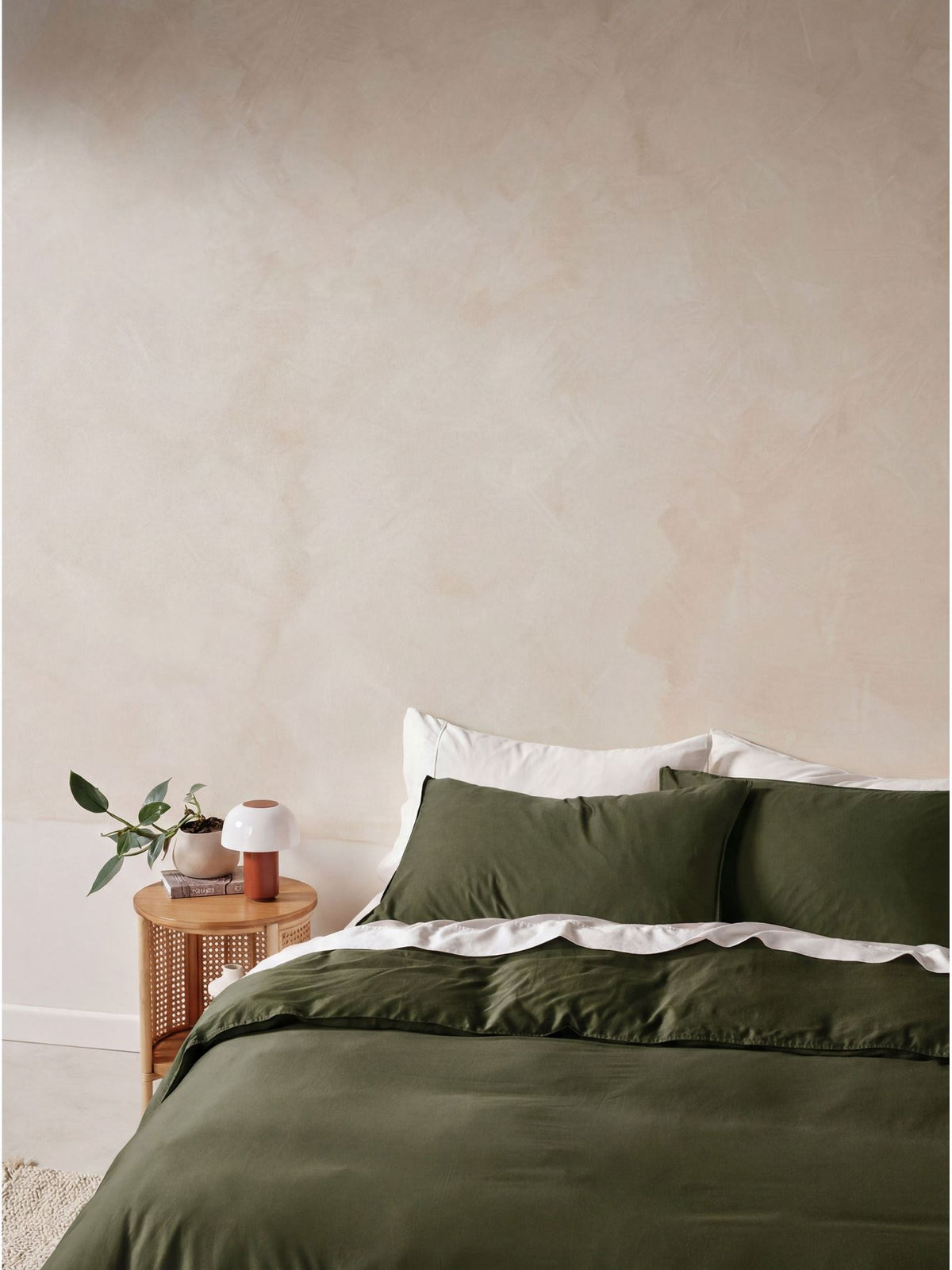 Quilt Cover Set - Surf Wash Fern 400 Thread Count Linen House - Queen Green