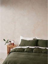 Quilt Cover Set - Surf Wash Fern 400 Thread Count Linen House - Queen Green