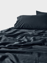 Sheet Set - Surf Wash Midnight 400 Thread Count Linen House - King Single Blue