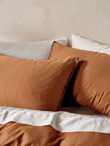 Quilt Cover Set - Surf Wash Rust 400 Thread Count - Super King Brown