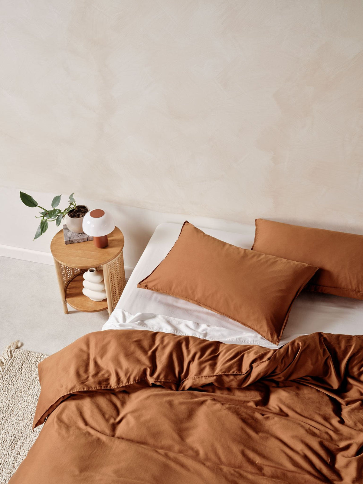 Quilt Cover Set - Surf Wash Rust 400 Thread Count Linen House - King Brown