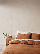 Quilt Cover Set - Surf Wash Rust 400 Thread Count Linen House - King Brown