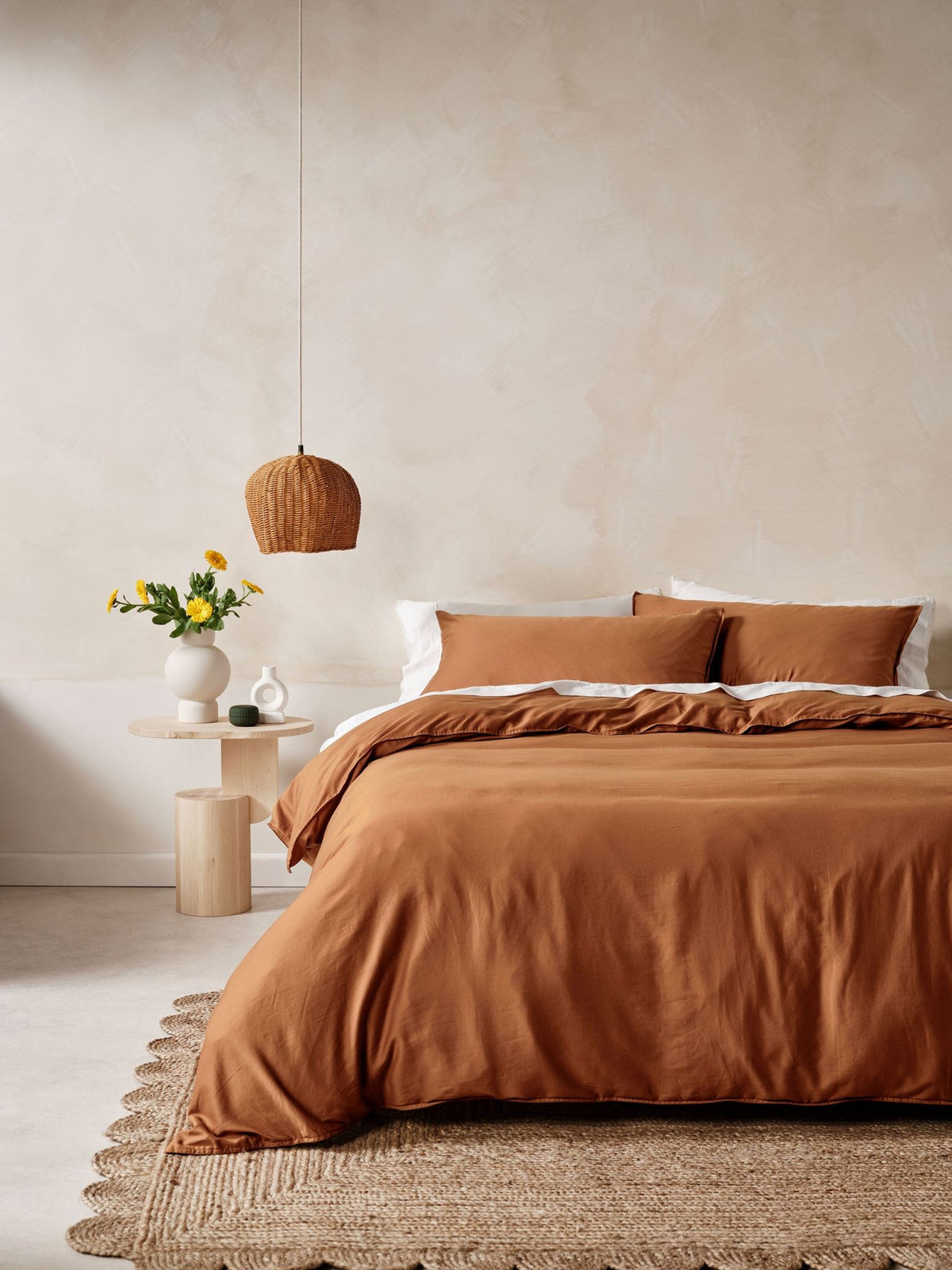 Quilt Cover Set - Surf Wash Rust 400 Thread Count - Super King Brown