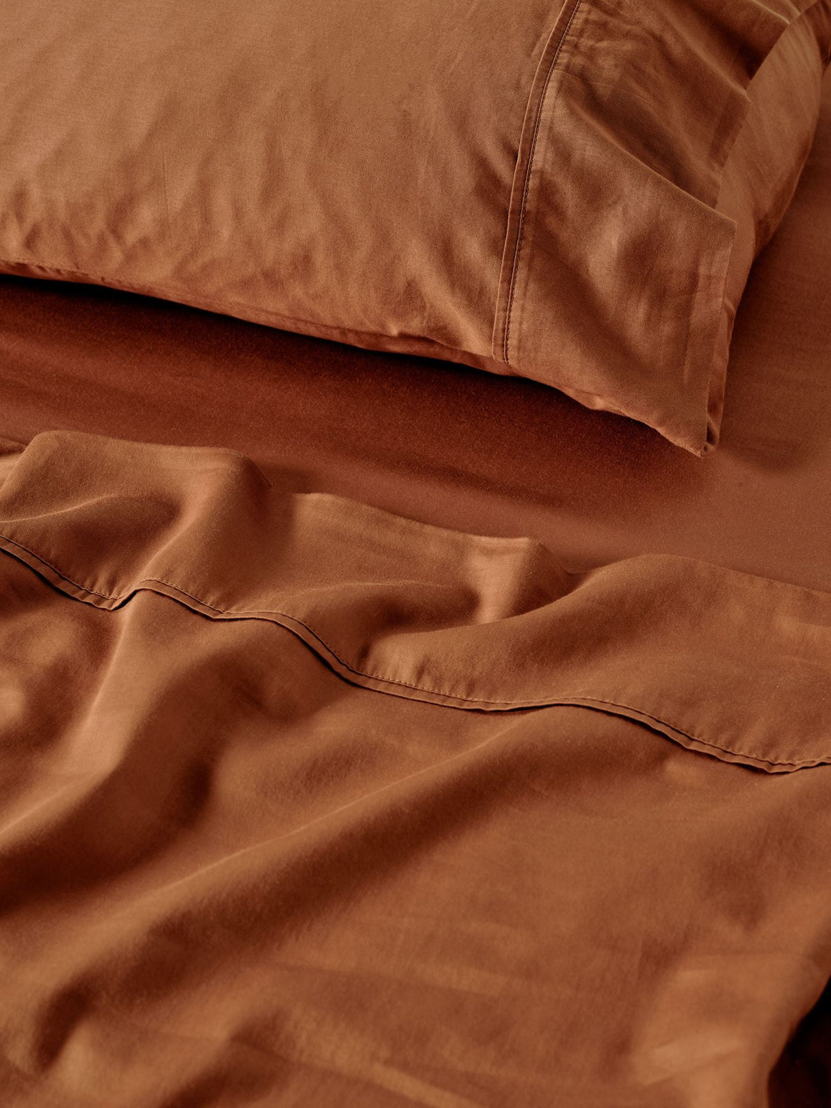 Sheet Set - Surf Wash Rust 400 Thread Count Linen House - King Brown