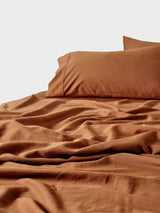 Sheet Set - Surf Wash Rust 400 Thread Count Linen House - Double Brown