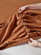 Sheet Set - Surf Wash Rust 400 Thread Count Linen House - Queen Brown