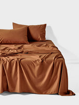 Sheet Set - Surf Wash Rust 400 Thread Count Linen House - Queen Brown