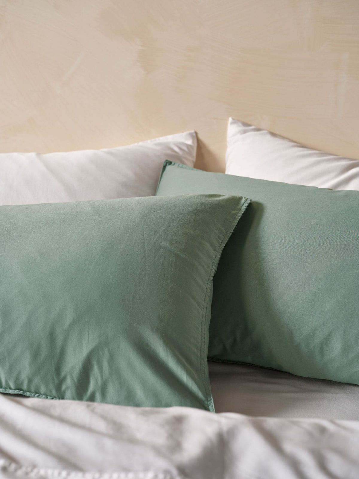 Quilt Cover Set - Surf Wash Seafoam 400 Thread Count Linen House - Queen Green
