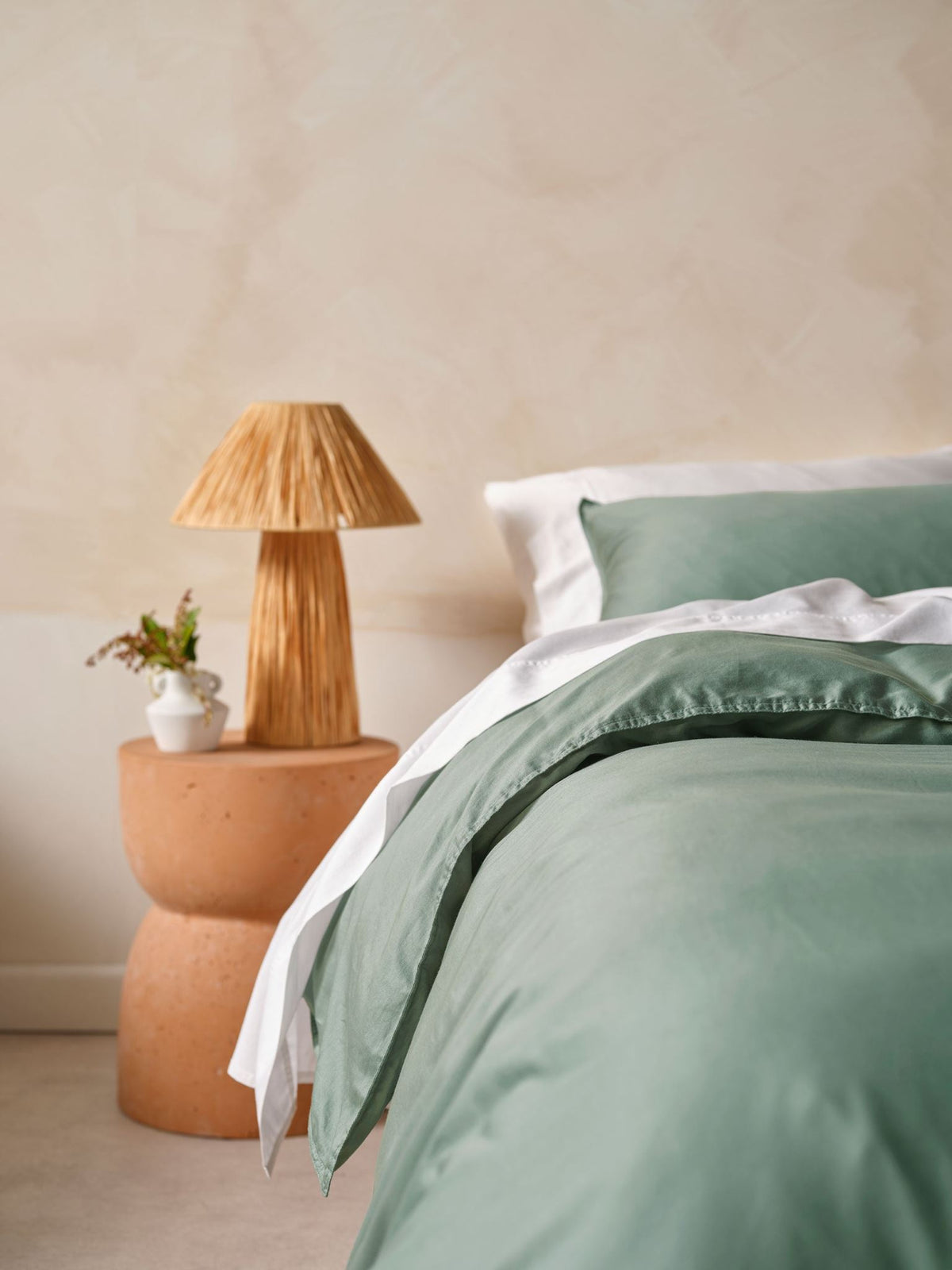 Quilt Cover Set - Surf Wash Seafoam 400 Thread Count Linen House - Queen Green