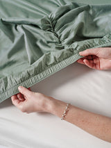 Sheet Set - Surf Wash Seafoam 400 Thread Count Linen House - Double Green