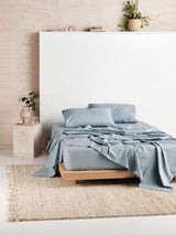Sheet Set - 300 Thread Count Cotton Percale Vienna - King Single Blue
