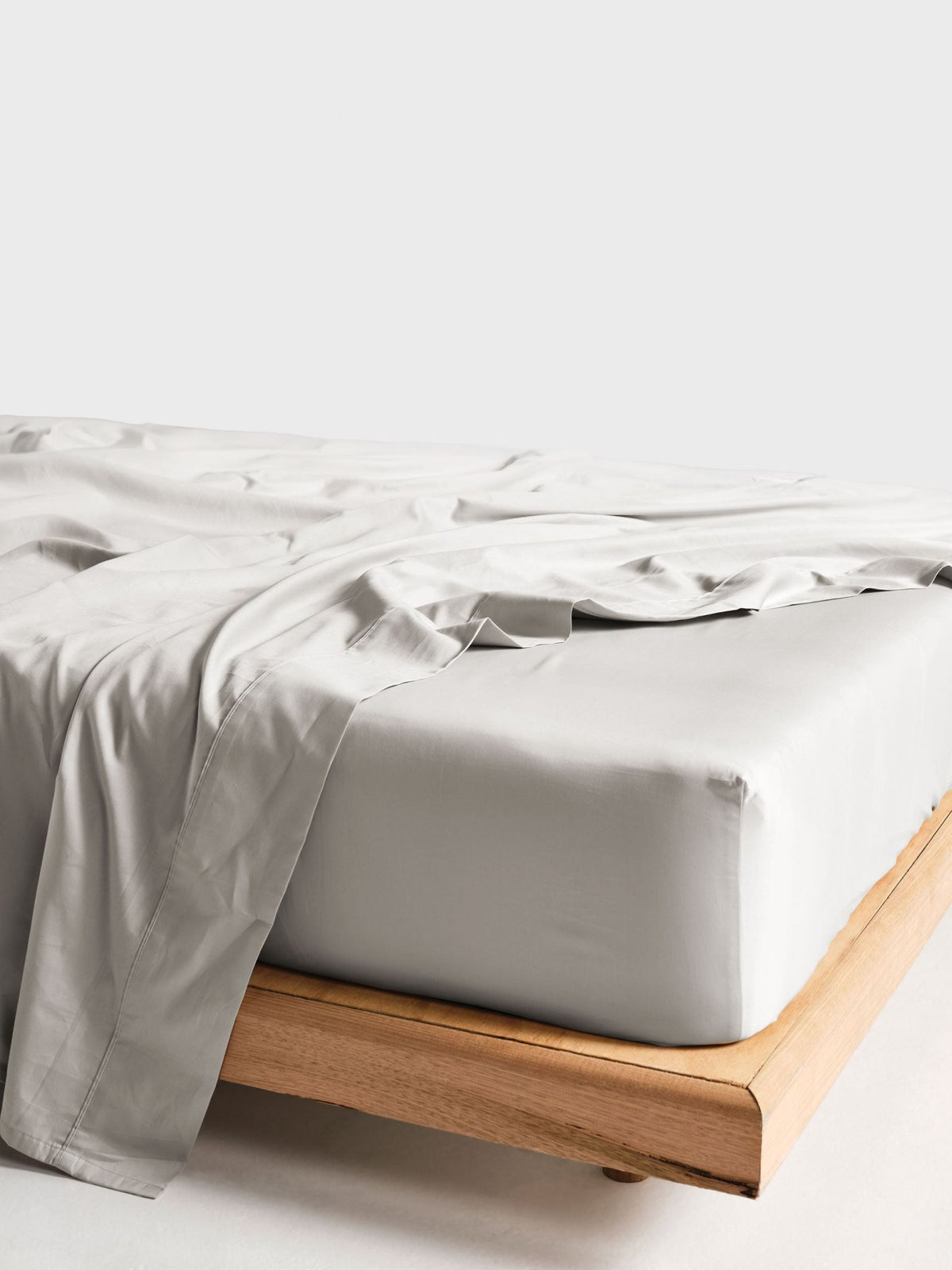 Fitted Sheet - 300 Thread Count Cotton Percale Vienna 50cm - Single Grey