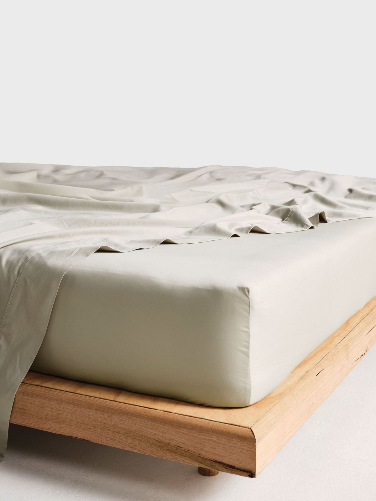 Fitted Sheet - 300TC Cotton Percale Vienna Linen 50cm - Single Natural