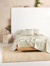 Fitted Sheet - 300 Thread Count Cotton Percale Vienna Linen 50cm - King Single