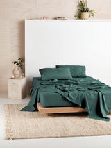 Sheet Set - 300 Thread Count Cotton Percale Vienna Pine - Single Green
