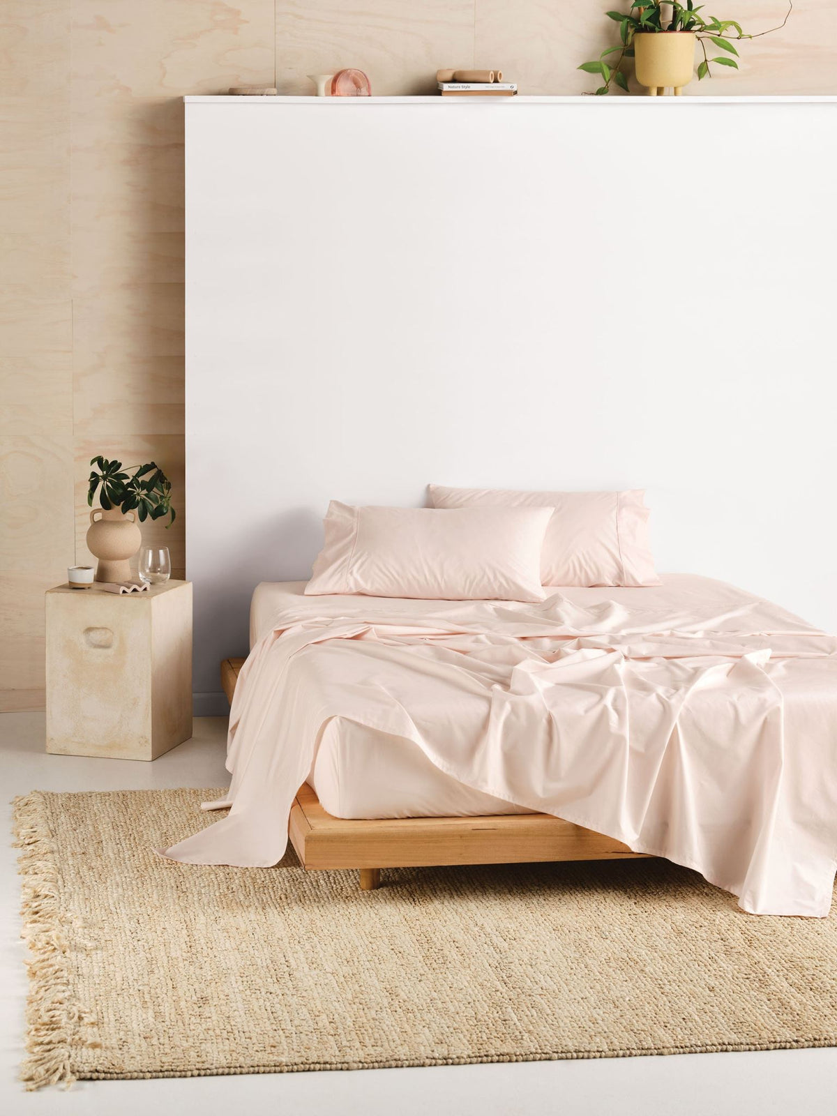 Sheet Set - 300 Thread Count Cotton Percale Vienna Linen House - Double Pink