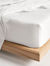 Fitted Sheet - 300 Thread Count Cotton Percale Vienna 50cm - Long Single White