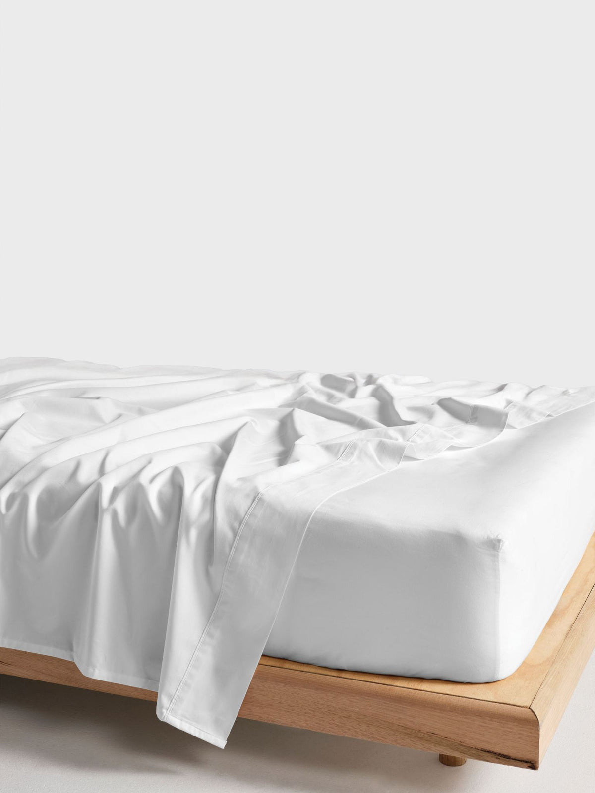 Fitted Sheet - 300 Thread Count Cotton Percale Vienna 50cm - Single White