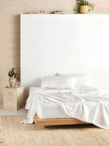 Fitted Sheet - 300 Thread Count Cotton Percale Vienna 50cm - King Single White