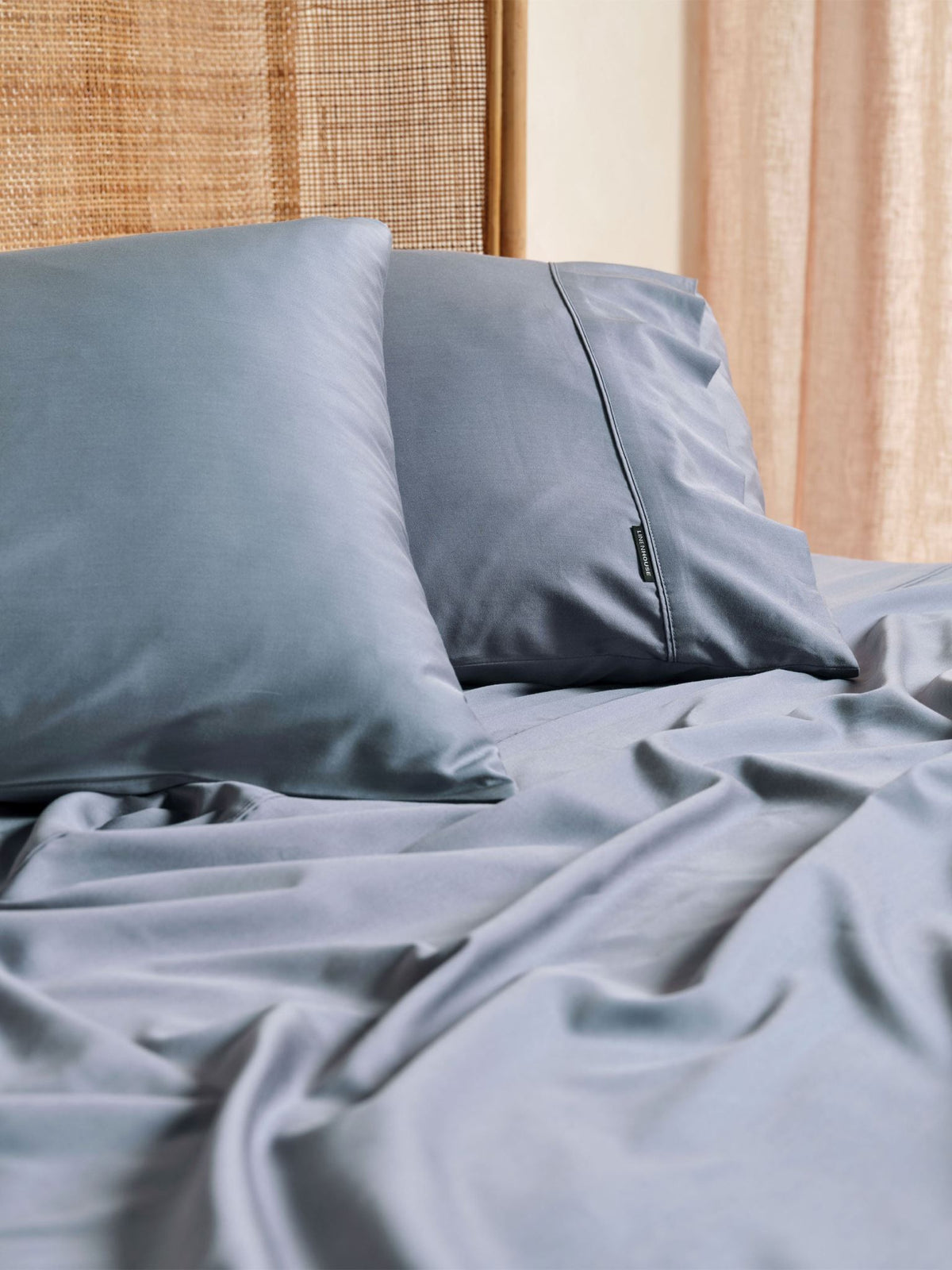 Sheet Set - 400 Thread Count Bamboo Cotton Nara Bluestone - Super King Blue