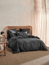 Quilt Cover Set - 400 Thread Count Bamboo Cotton Nara - Double Charcoal