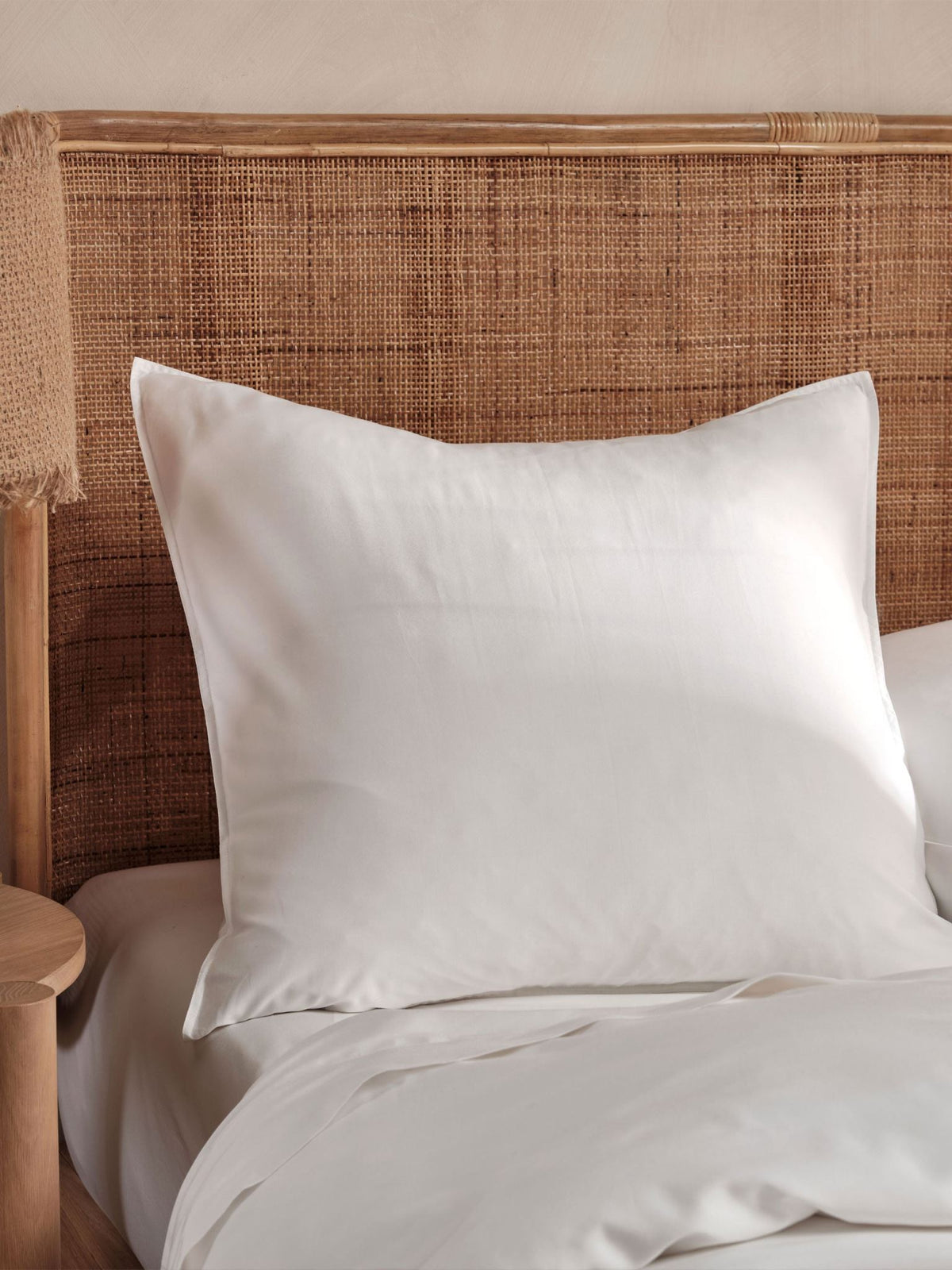 European Pillowcase - 400 Thread Count Bamboo Cotton Nara - 65cm x 65cm White