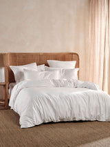Quilt Cover Set - 400 Thread Count Bamboo Cotton Nara Linen House - Queen White