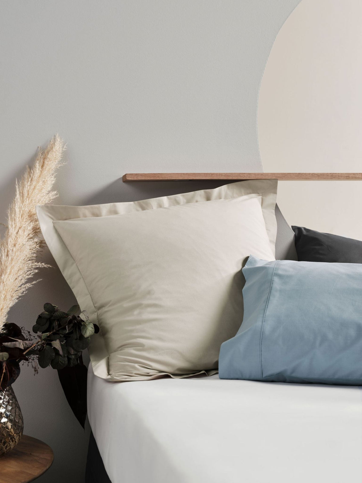 European Pillowcase - 300 Thread Count Cotton Percale Vienna - 65cm x 65cm Blue