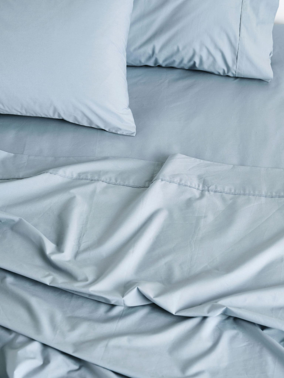 Pillowcase 300 Thread Count Cotton Percale Vienna Linen House - Standard Blue