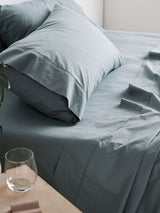 Pillowcase 300 Thread Count Cotton Percale Vienna Linen House - Standard Blue