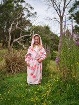 Kids Robe Plush Cherrylicious Linen House - Small Pink