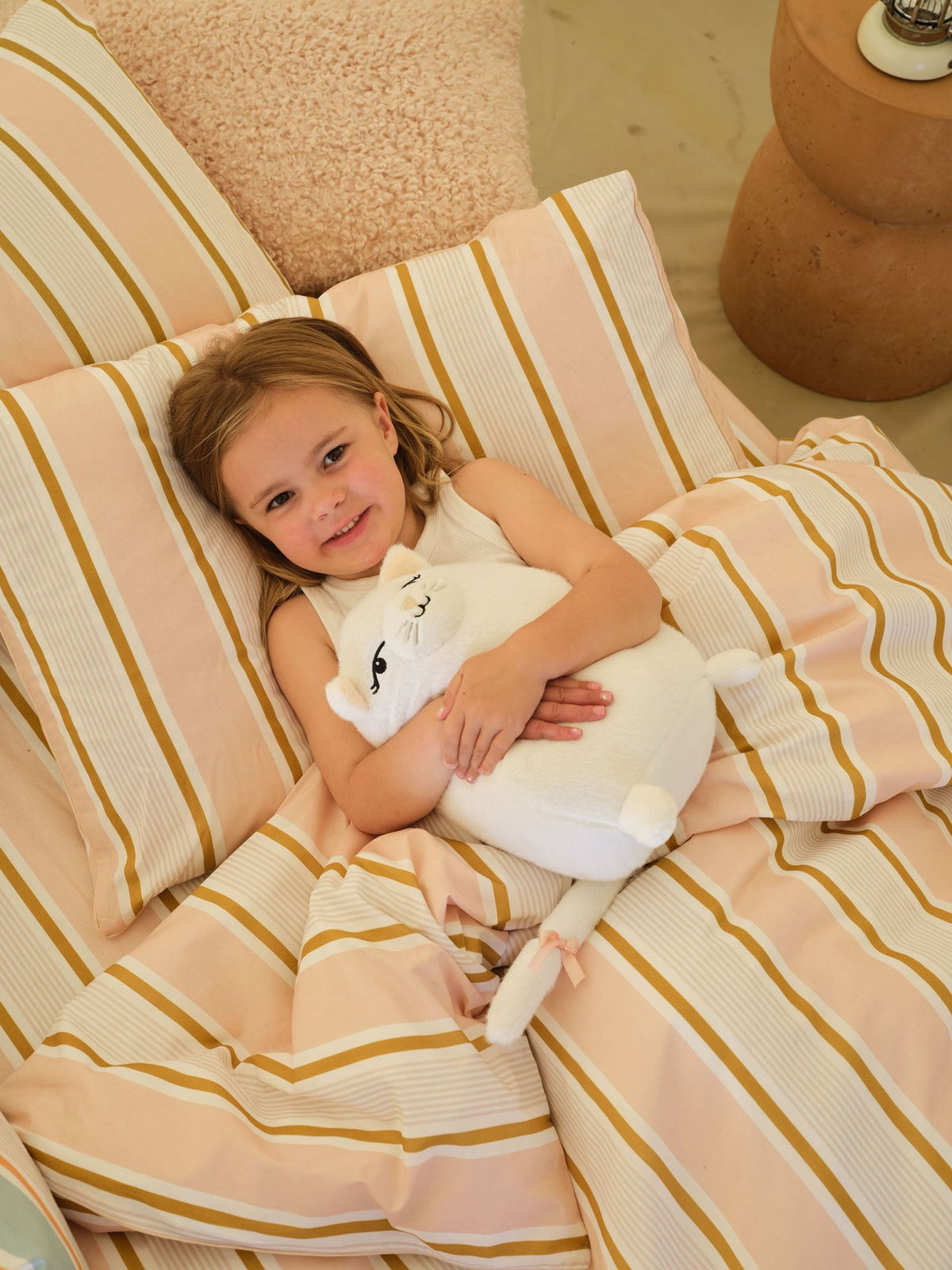 Fitted Sheet - & Pillowcase Set Sailor Stripe Linen House - Double Pink