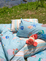 Fitted Sheet - & Pillowcase Set Sailor Stripe Linen House - King Single Blue