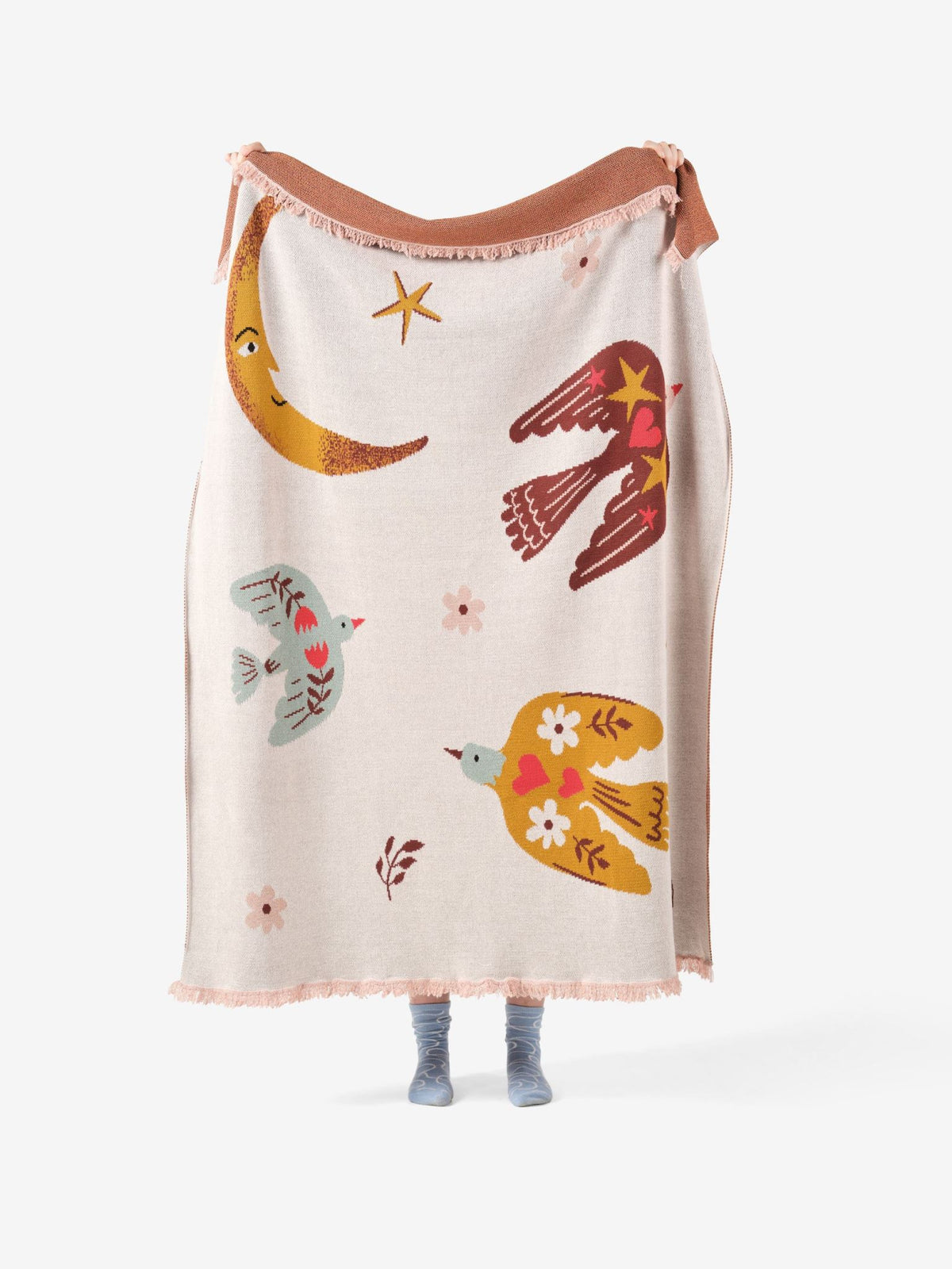 Blanket - Folk Woodland Linen House - 120cm x 140cm Pink