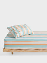 Fitted Sheet - & Pillowcase Set Sailor Stripe Linen House - King Single Blue
