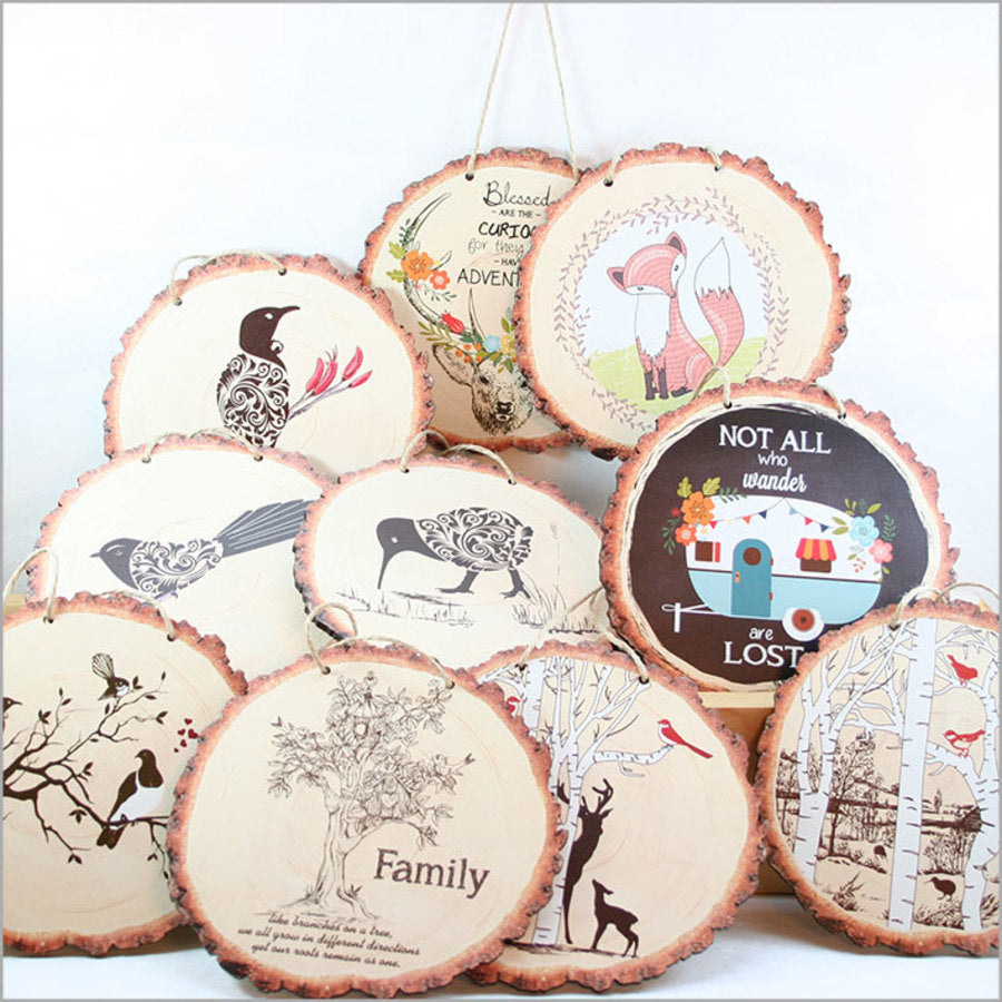 Wall Art - Wood Slice Art Dinosaurs (15.5cm)