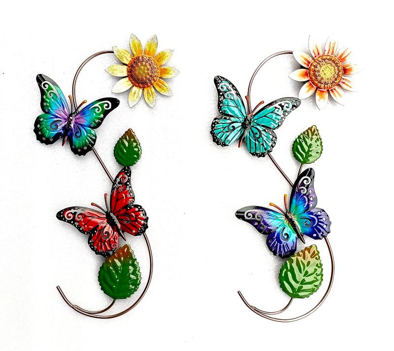 Wall Art - Met Sunflower/Butterfly 35cm (Set of 4 Asstd)